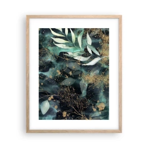 Plakat i ramme af lyst egetræ - Fortryllet have - 40x50 cm