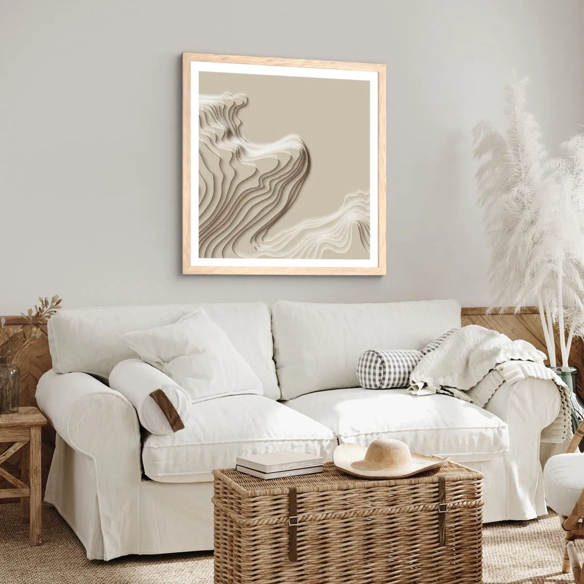 Plakat i ramme af lyst egetræ - Kunstens topografi - 40x40 cm