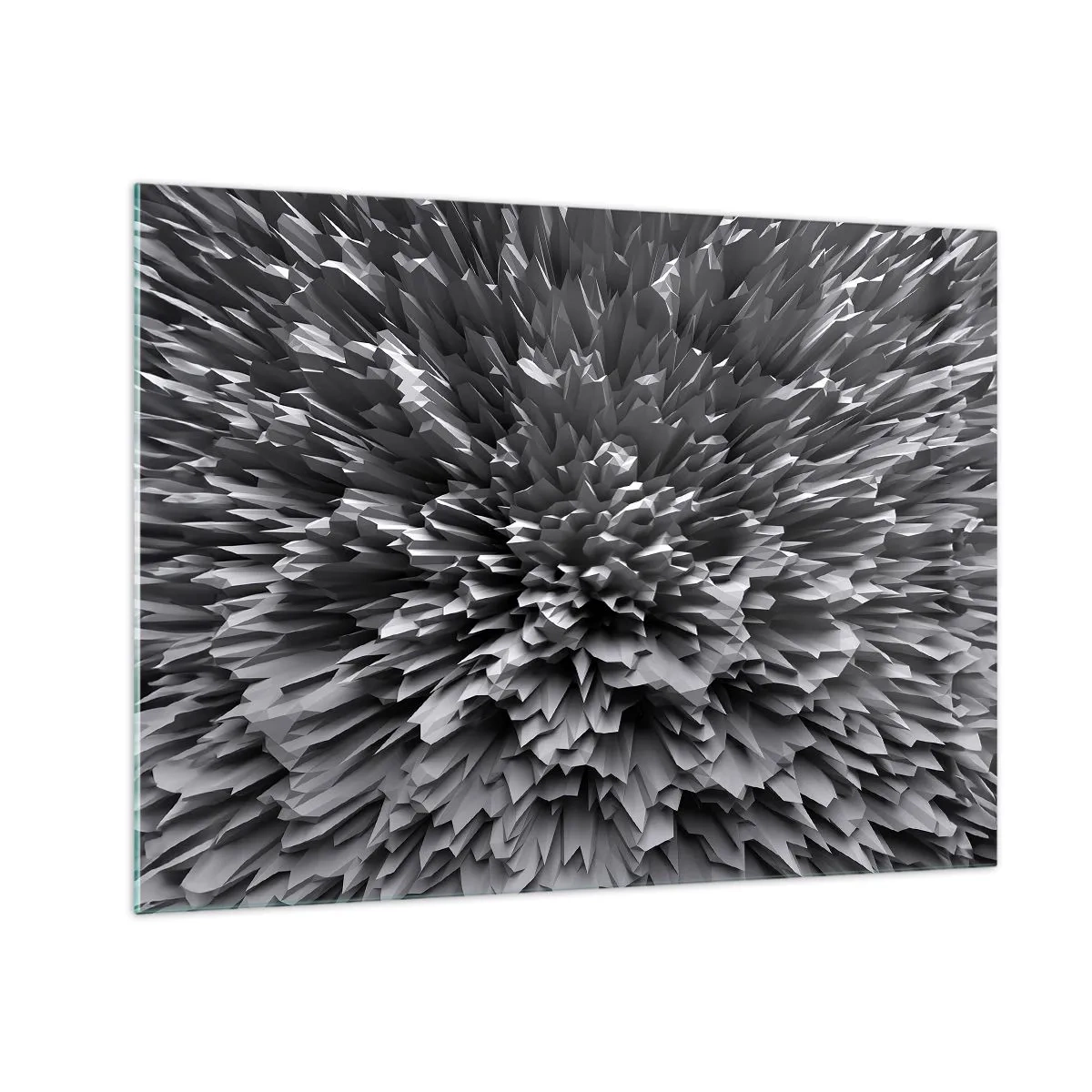 Billede på glas - Abstrakt sort-hvid 3D-struktur med skarpe kanter - 70x50cm - Det kan ikke blive skarpere end dette - Moderne vægdekoration til stue og soveværelse ARTTOR