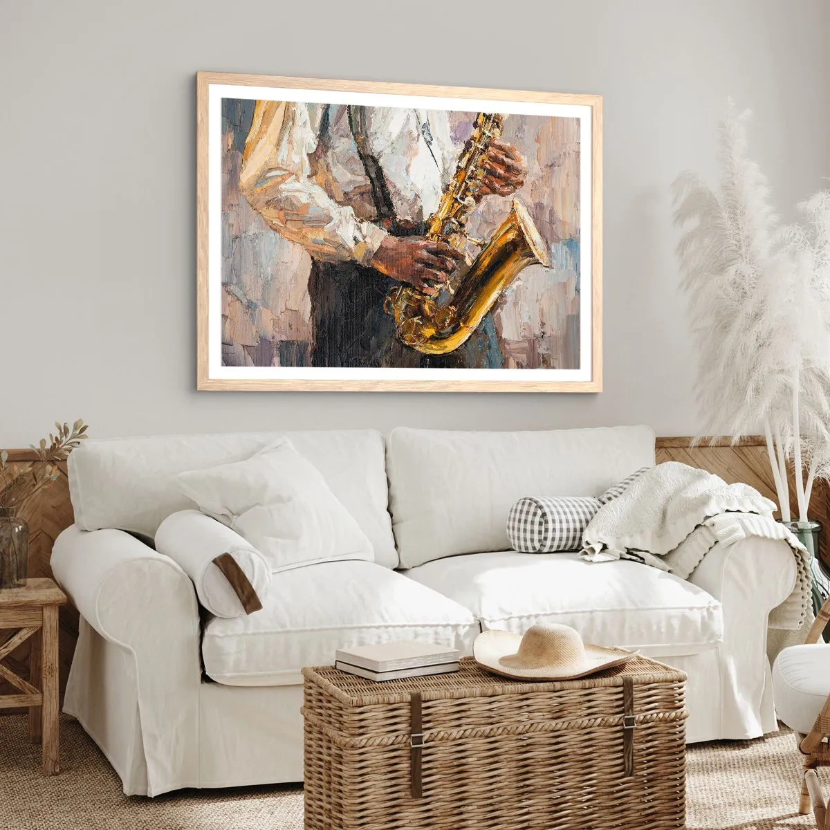 Plakat i ramme af lyst egetræ - Tid til at gå solo - 50x40 cm