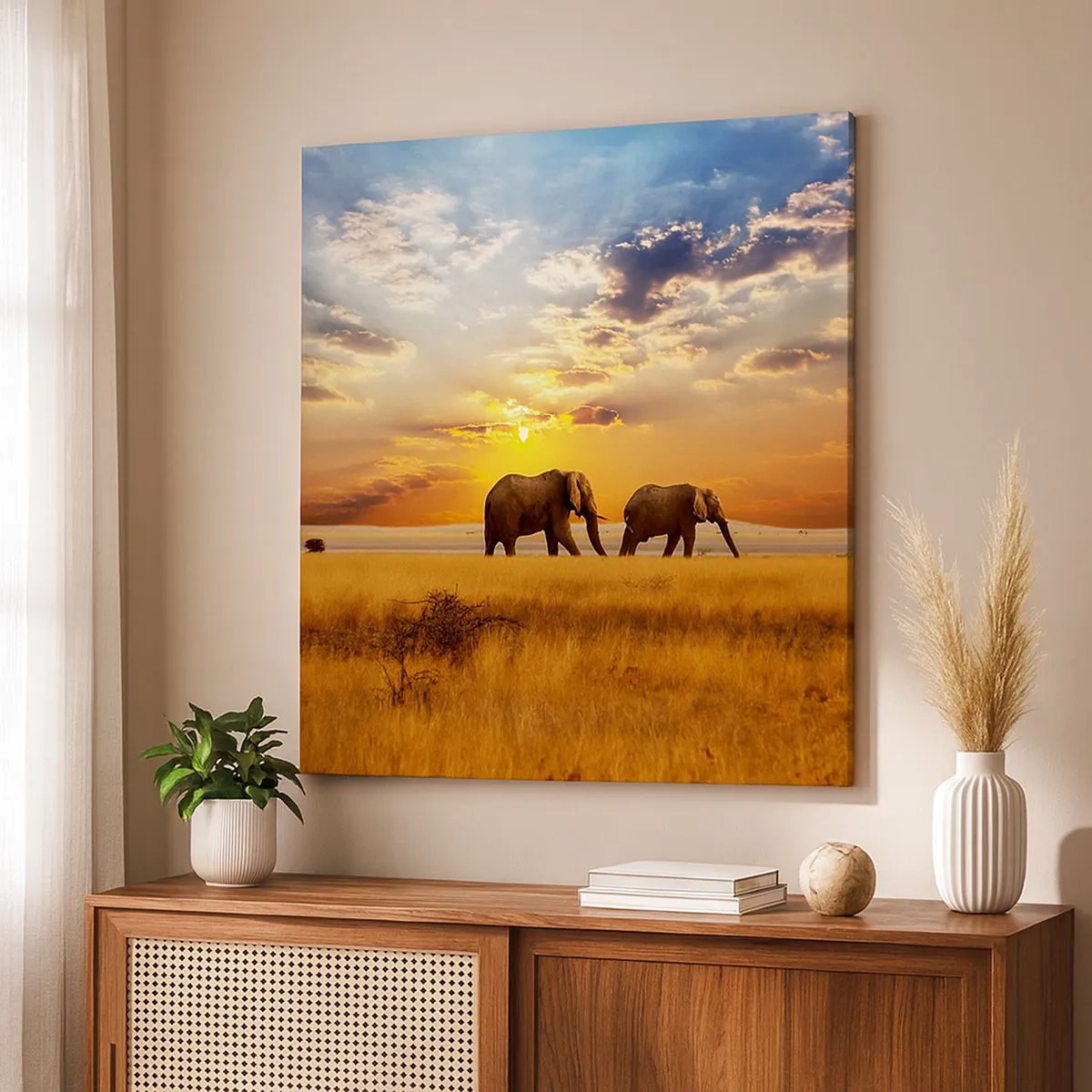 Lærredstryk - Billede på lærred - Familievandring - 30x30 cm