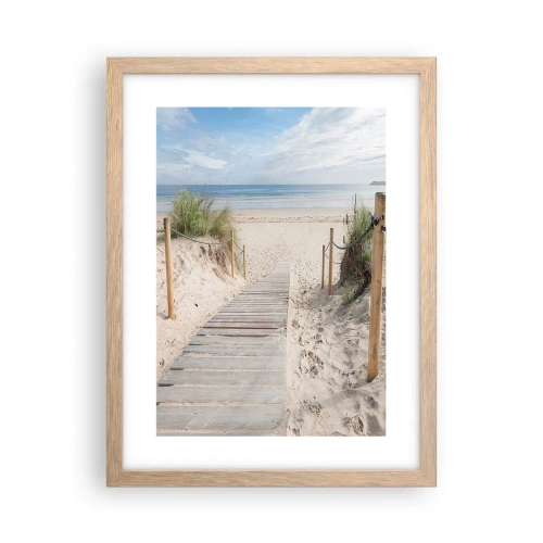Plakat i ramme af lyst egetræ - Ud over horisonten - 30x40 cm
