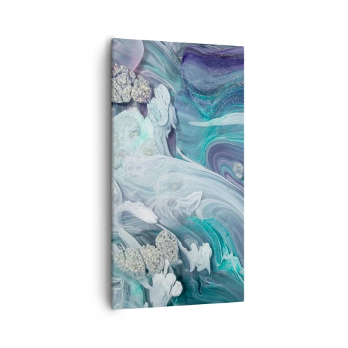 Lærredstryk - Billede på lærred - Strømme af blå - 55x100 cm