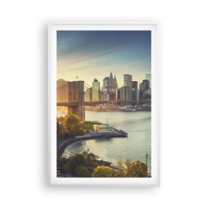 Plakat i hvid ramme - Den store bys daggry - 61x91 cm