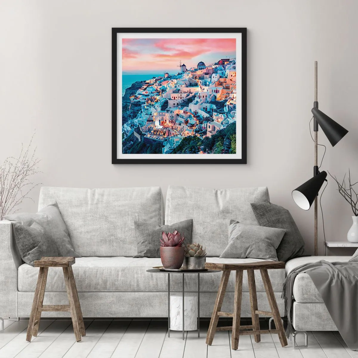 Plakat i sort ramme - Din store græske ferie - 50x50 cm