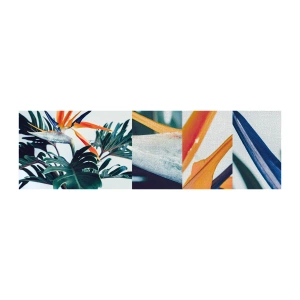 Prøve Fototapet Premium Canvas - Fuglebur - Planter, Boho, Eksotisk - 100x30 cm