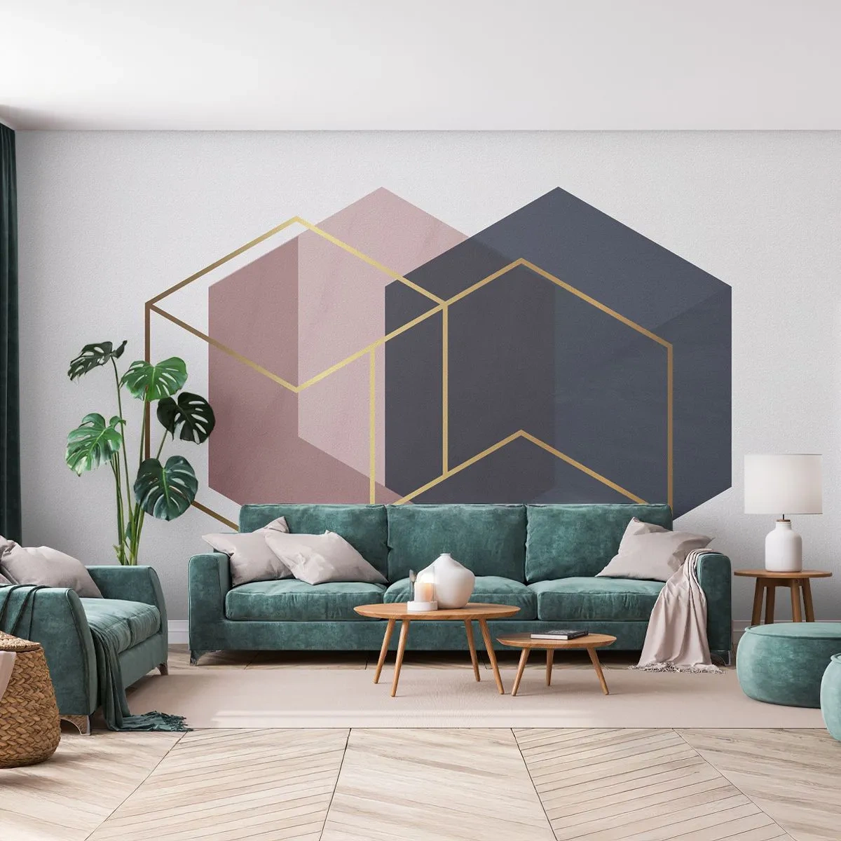 Fototapet Premium Sand - Styrken ved enkelhed - Abstraktion, Stykke, Hexagen - 100x70 cm