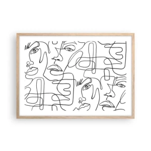 Plakat i ramme af lyst egetræ - I sammenfiltrede følelser - 70x50 cm