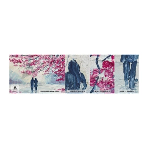 Prøve Fototapet Premium Canvas - Romantisk gåtur - Paris, Eiffeltårnet, Forelsket par - 100x30 cm