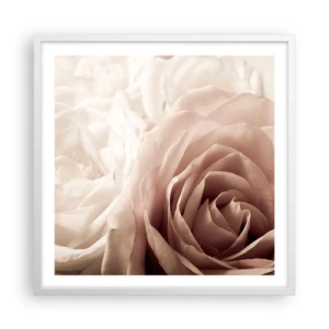 Plakat i hvid ramme - I rosens hjerte - 60x60 cm