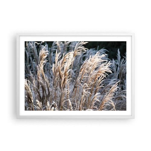 Plakat i hvid ramme - Pyntet med frost - 70x50 cm