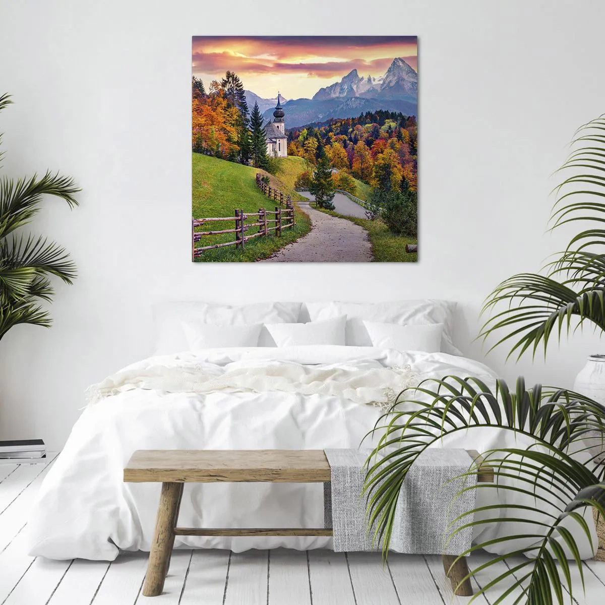Lærredstryk - Billede på lærred - Landskab som maleri - 60x60 cm