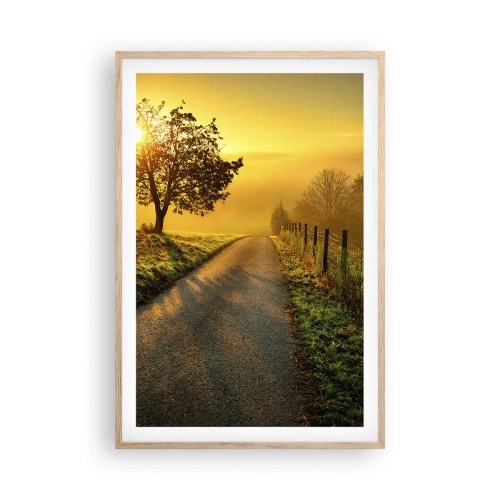 Plakat i ramme af lyst egetræ - Kære eftermiddag - 61x91 cm