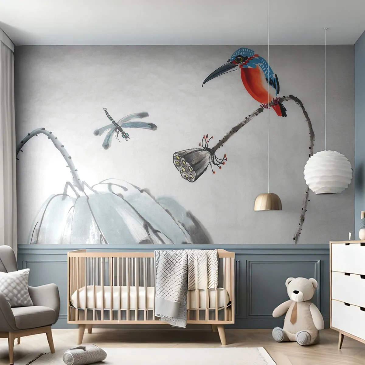 Fototapet Premium Sand - Engenes liv - Abstraktion, Fugl, Blomst - 100x70 cm
