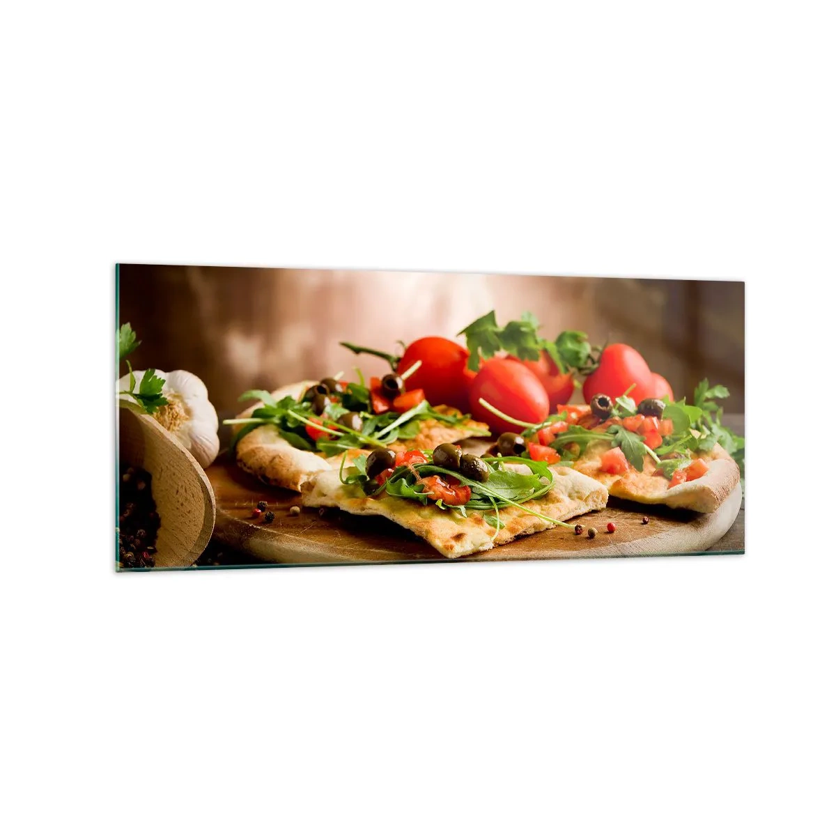 Billede på glas - Direkte fra ovnen og fra haven - 120x50 cm