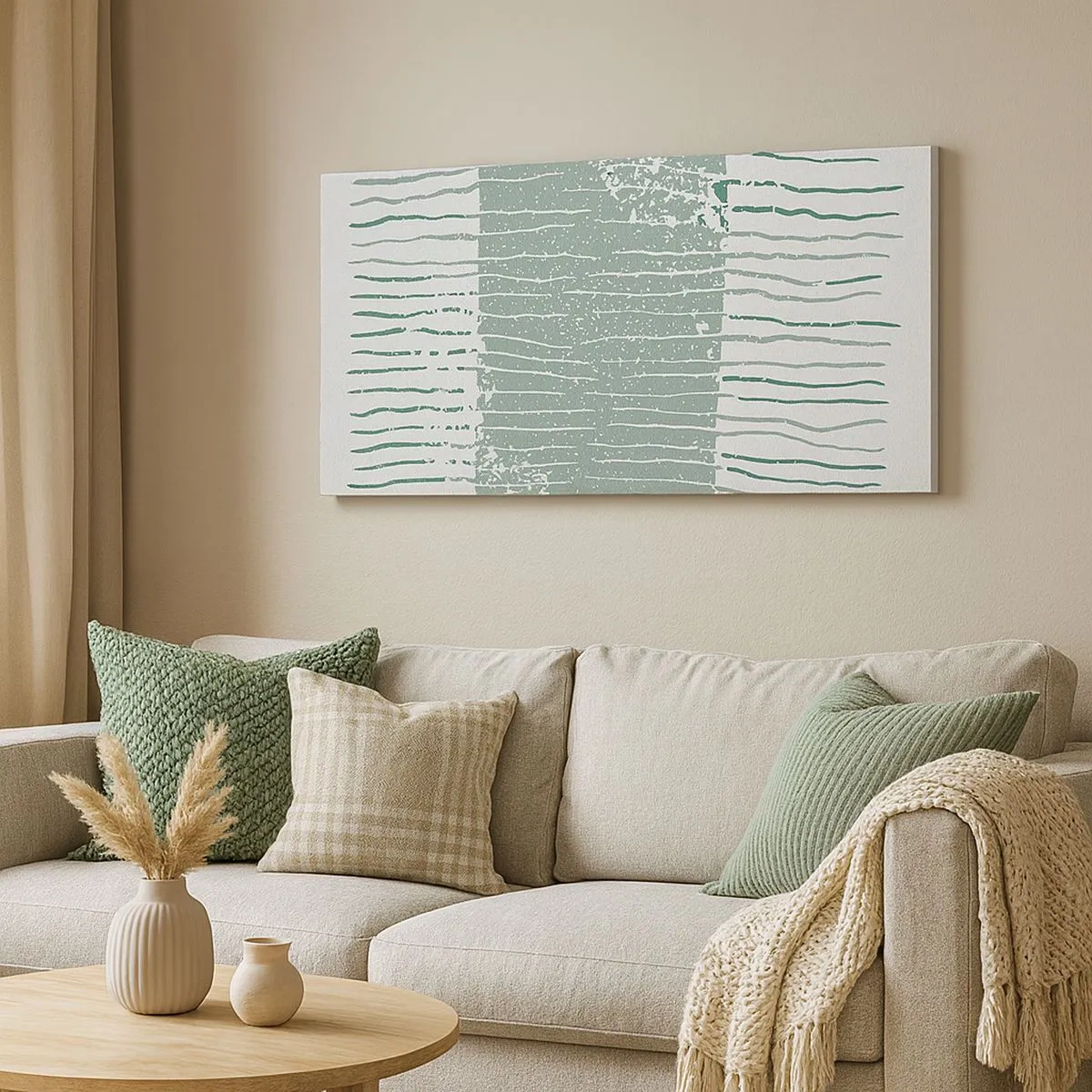 Lærredstryk - Billede på lærred - Marin abstraktion - 100x40 cm