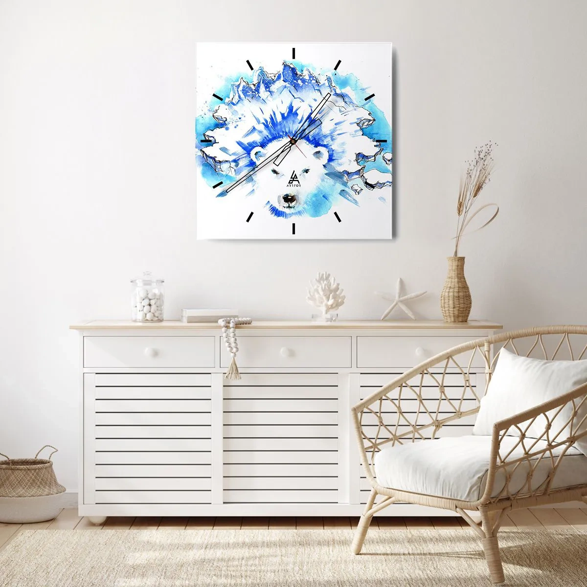 Vægur, Uret - Kongen af Arktis i en iskrone - 40x40 cm