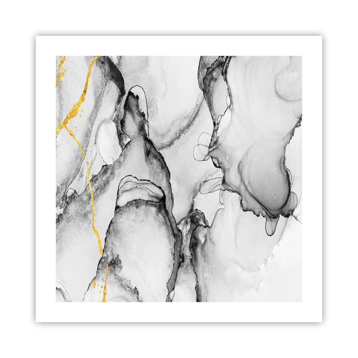 Plakat - Sammensætning med guldmotiv - 50x50 cm