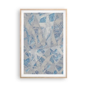 Plakat i ramme af lyst egetræ - I en gråblå labyrint - 61x91 cm