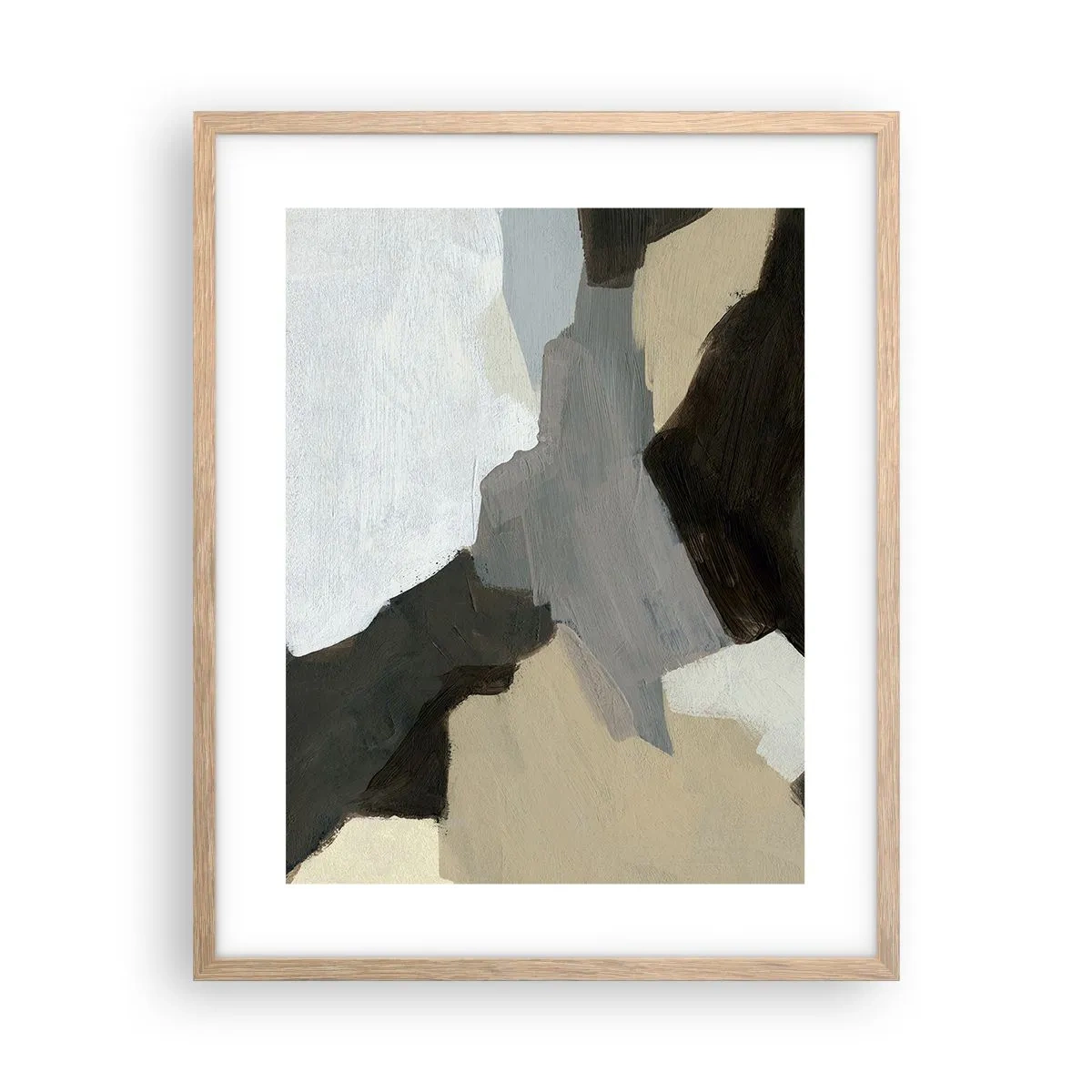 Plakat i ramme af lyst egetræ - Abstraktion: afsked med det grå - 40x50 cm