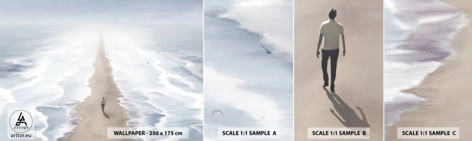 Prøve Fototapet Selvklæbende Deluxe Sticker - Lys fremtid - Hav, Lyse, Strand - 100x30 cm