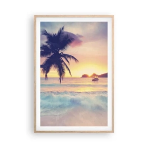 Plakat i ramme af lyst egetræ - En aften i bugten - 61x91 cm
