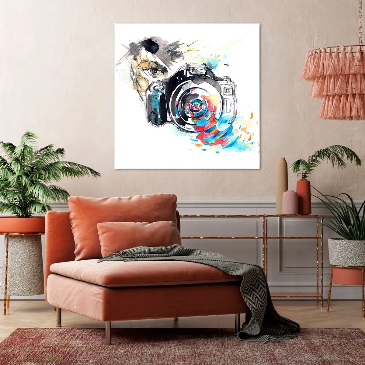 Lærredstryk - Billede på lærred - I linsens øje - 40x40 cm