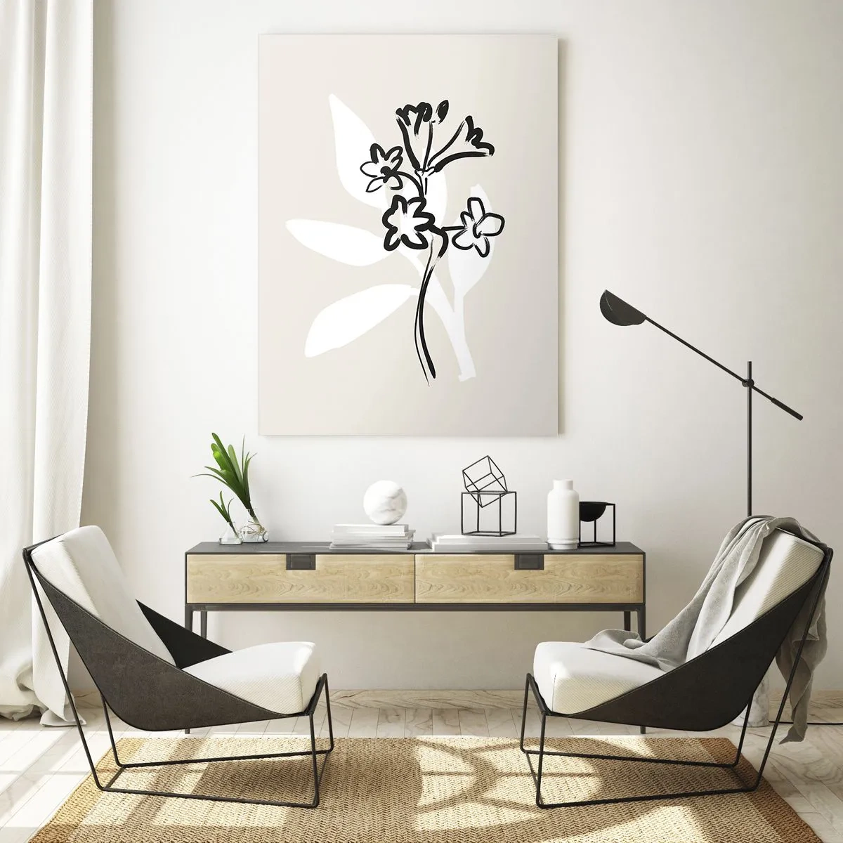 Billede på glas - Skitse til et herbarium - 80x120 cm