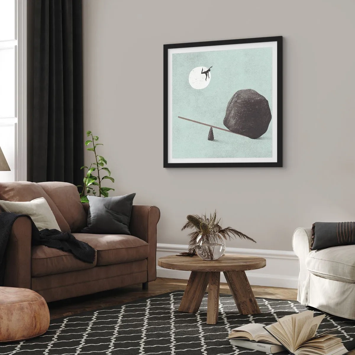 Plakat i sort ramme - En drøm går i opfyldelse - 30x30 cm