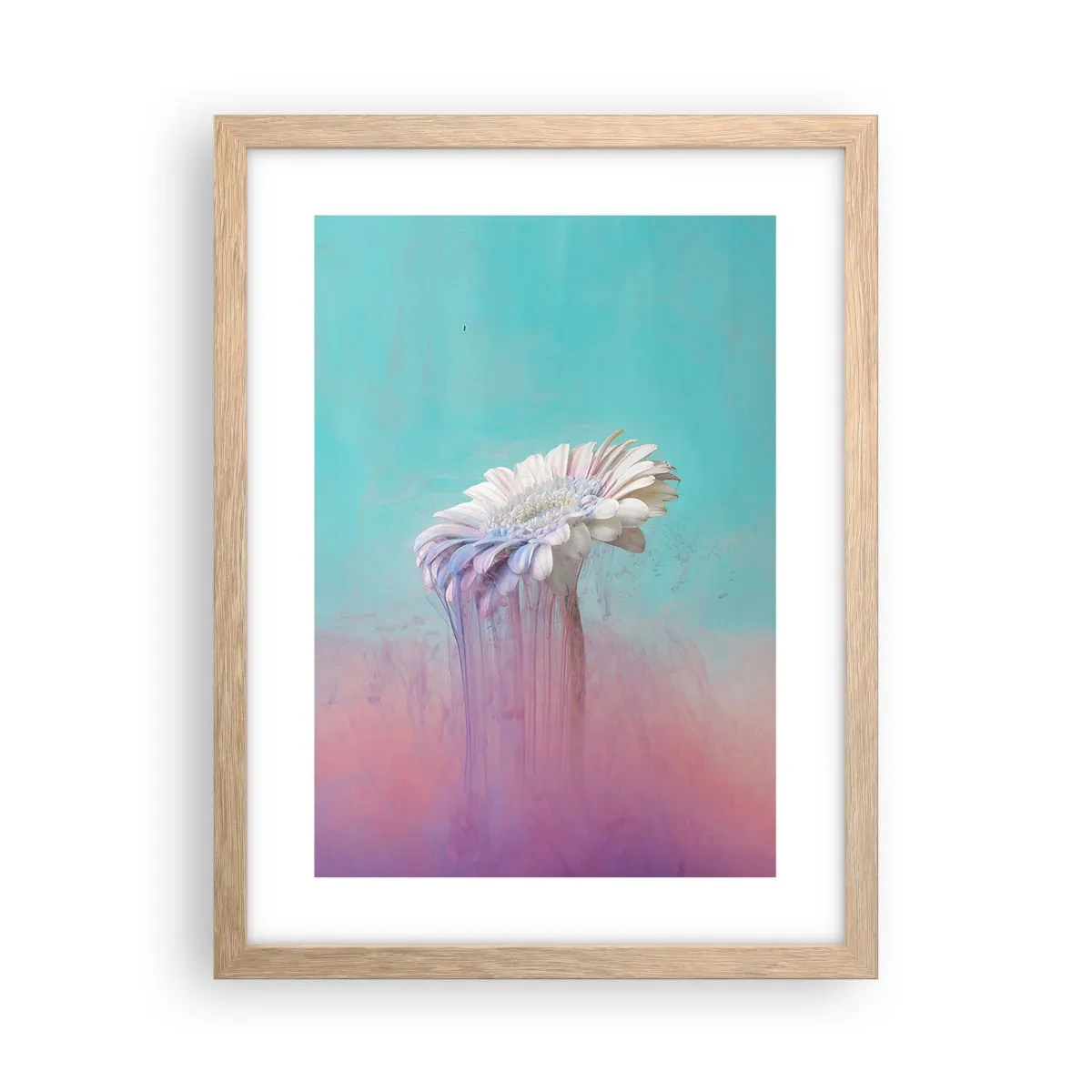 Plakat i ramme af lyst egetræ - Blomster efter døden - 30x40 cm
