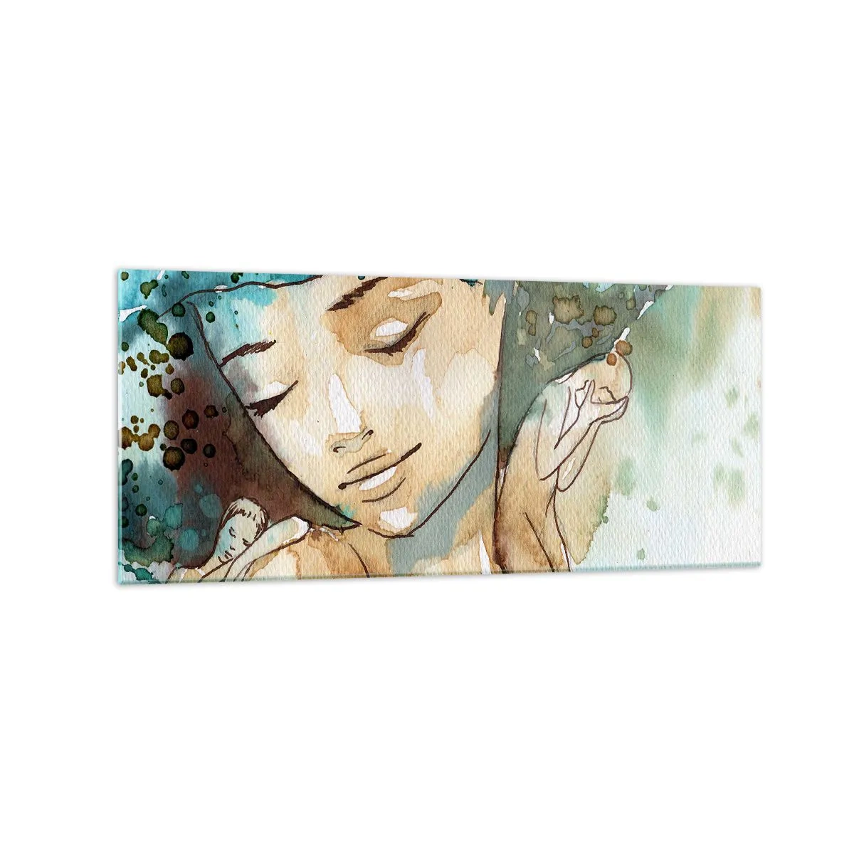 Billede på glas - Lady in blue - 120x50 cm