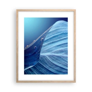 Plakat i ramme af lyst egetræ - Skjulte dråber af blåt - 40x50 cm