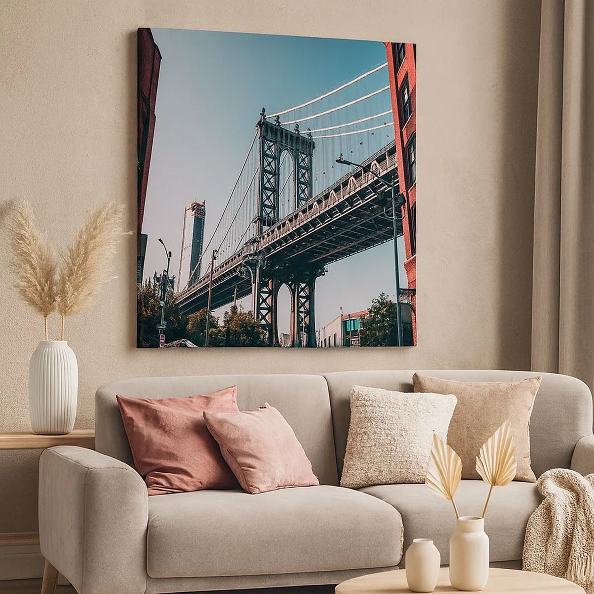 Lærredstryk - Billede på lærred - Over byens bølger - 30x30 cm