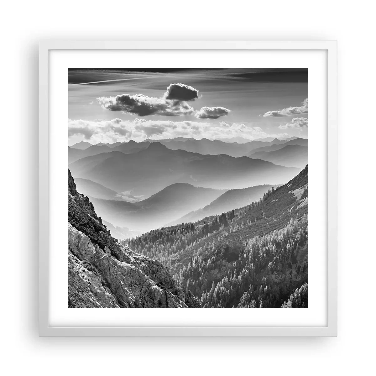 Plakat i hvid ramme - Hele vejen til horisonten - 50x50 cm