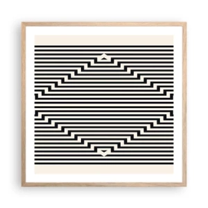 Plakat i ramme af lyst egetræ - Geometrisk illusion - 60x60 cm