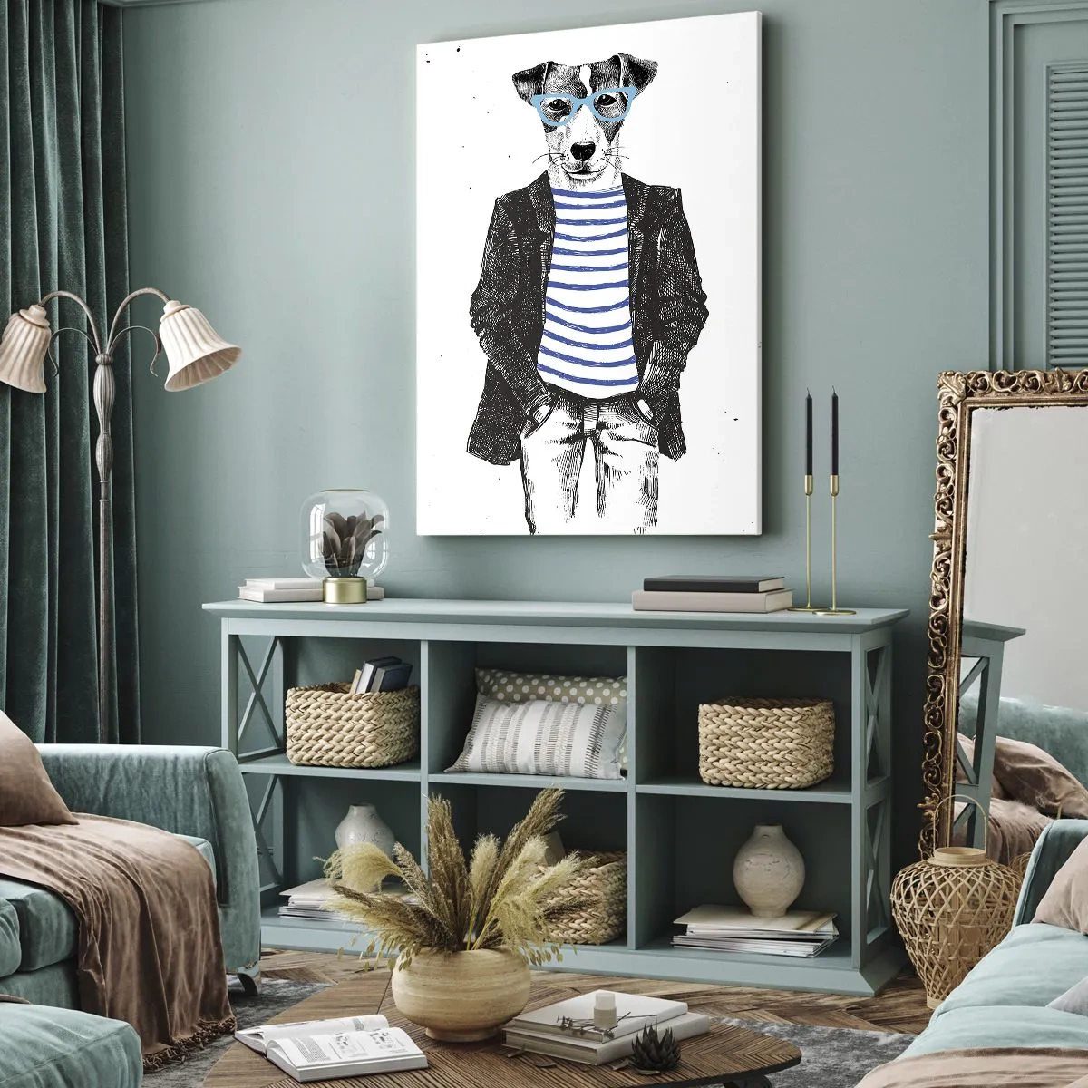Lærredstryk - Billede på lærred - En charme til hunden - 50x70 cm