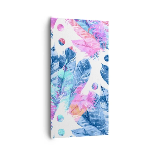 Lærredstryk - Billede på lærred - Plys i lyserød og blå - 65x120 cm