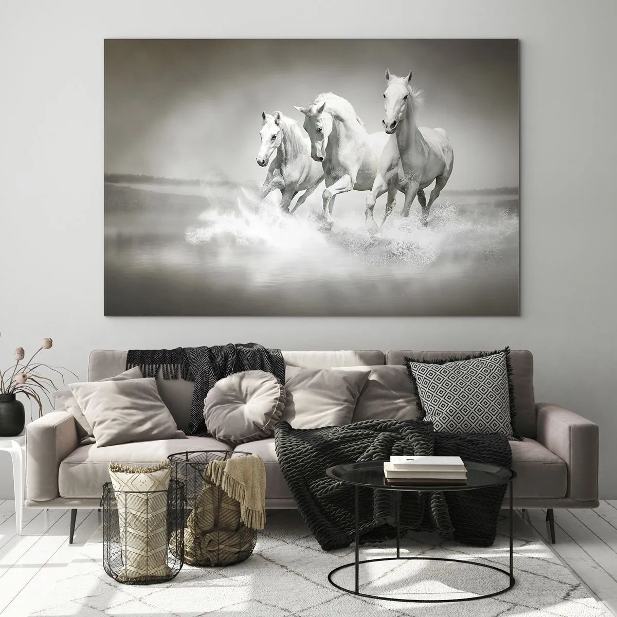Billede på glas - Hvid galskab - 100x70 cm