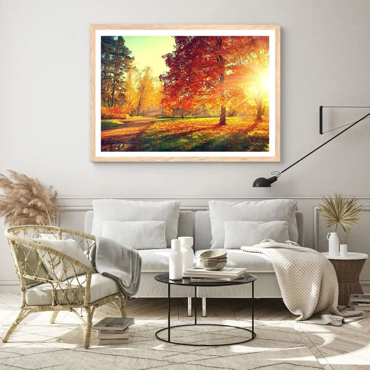 Plakat i ramme af lyst egetræ - Rød er smuk - 91x61 cm