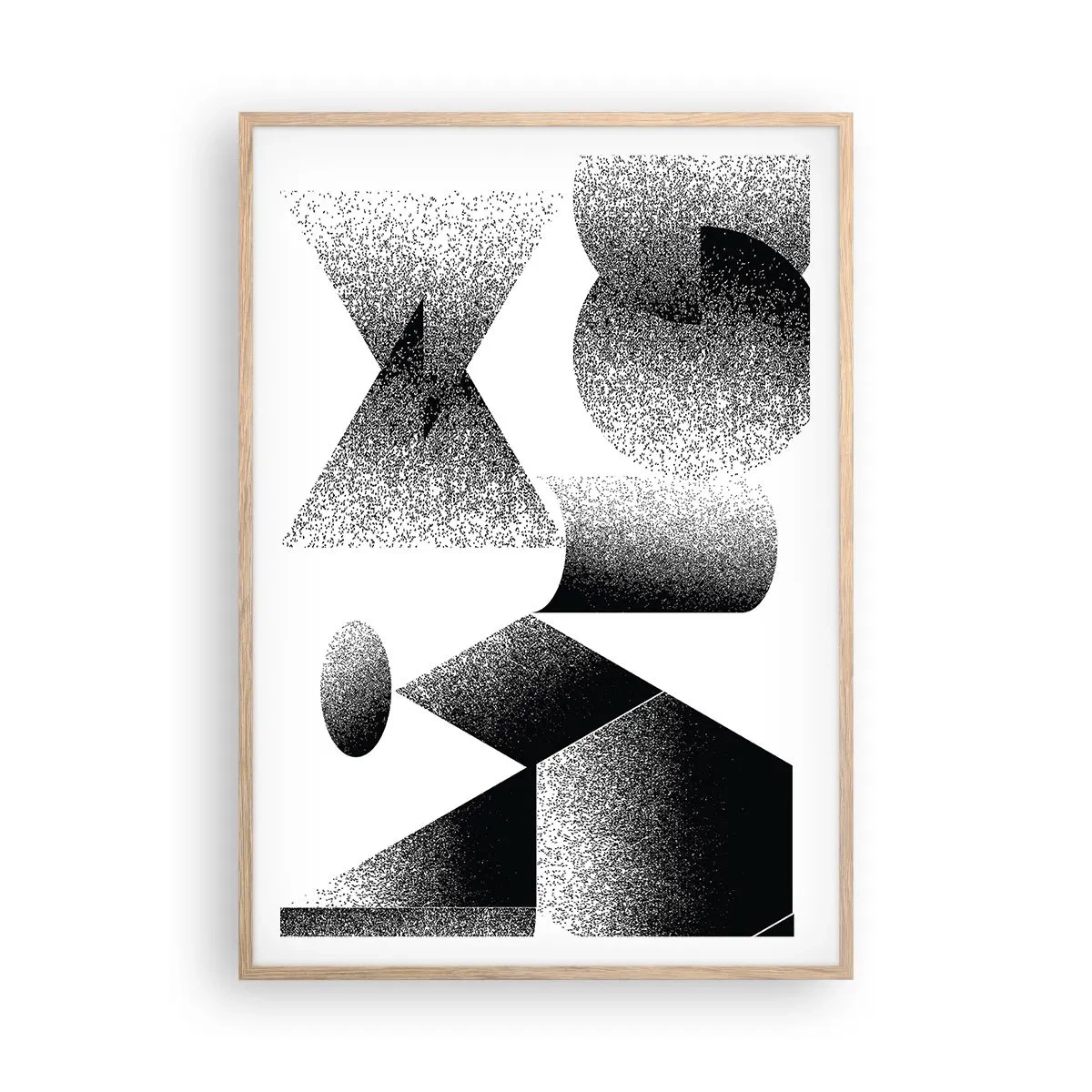 Plakat i ramme af lyst egetræ - Vinkler og ovaler - 70x100 cm