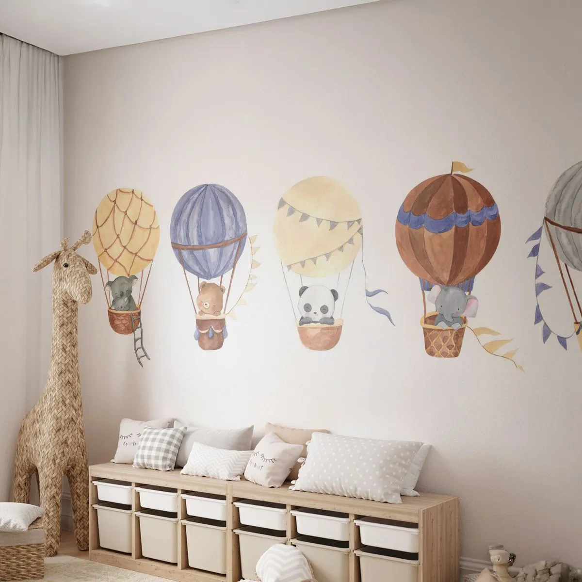 Fototapet Premium Sand - Venner på farten - Balloner, Dyr, Børns - 100x70 cm