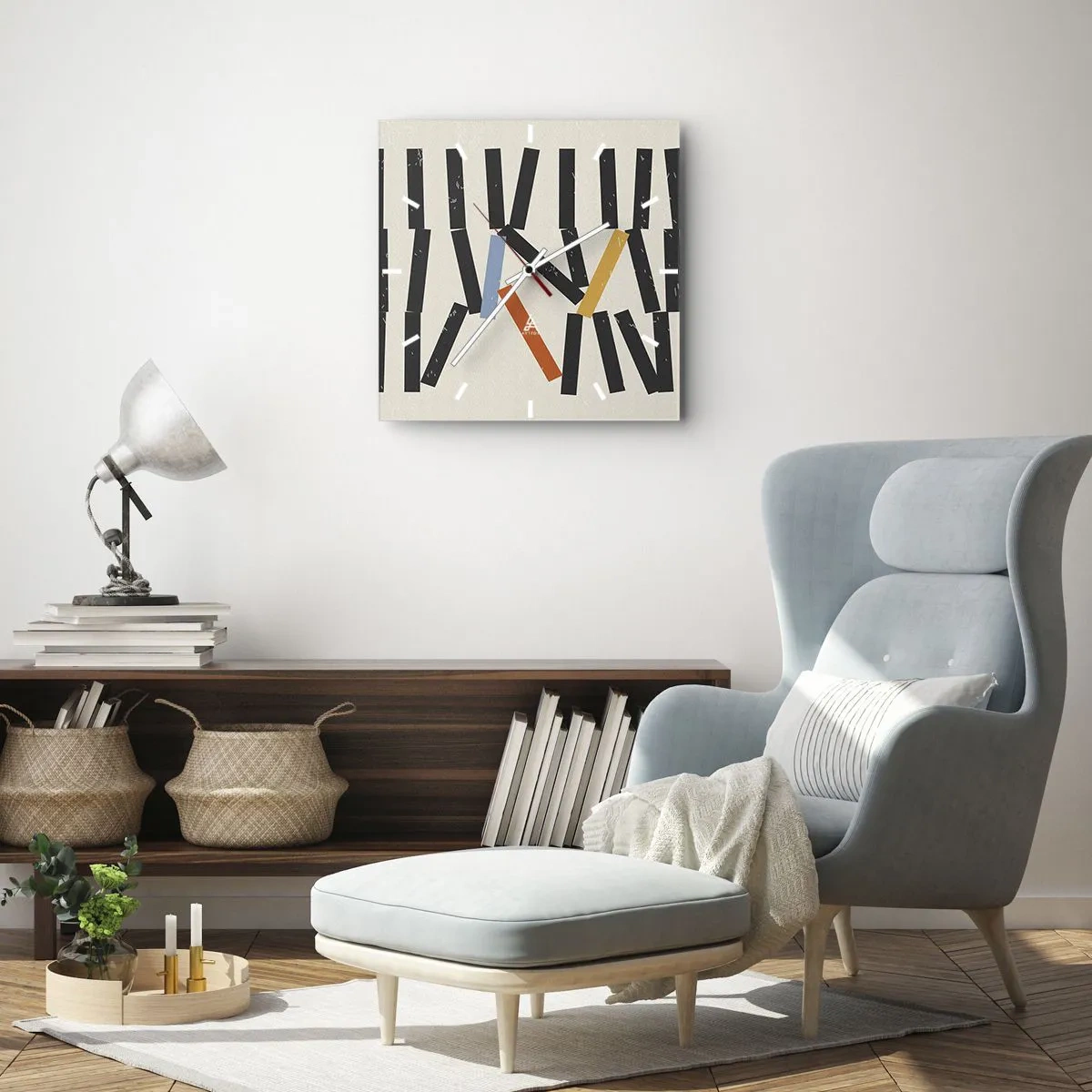 Vægur, Uret - Dominoer - komposition - 40x40 cm