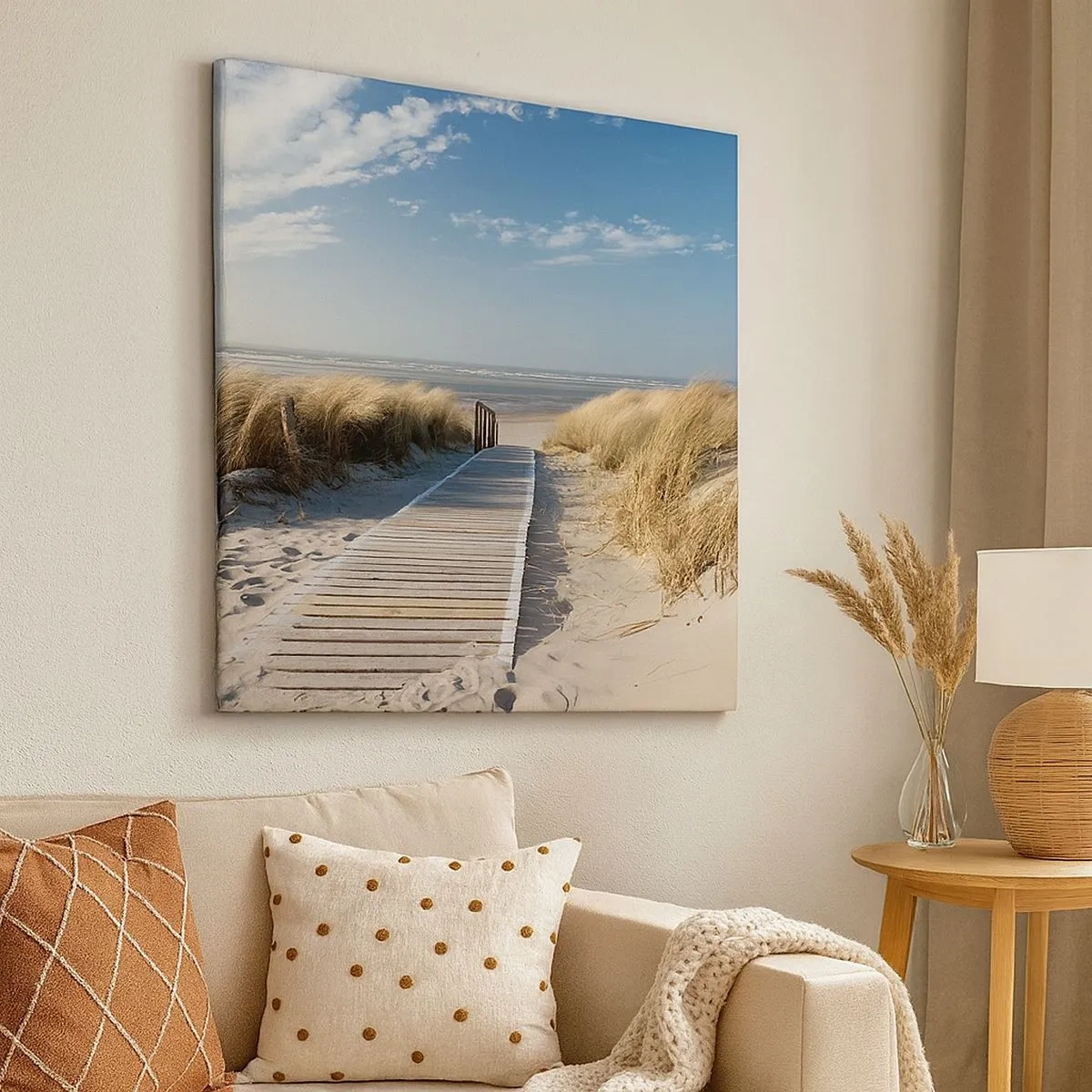 Lærredstryk - Billede på lærred - Bag klitten, i græssets summen - 30x30 cm