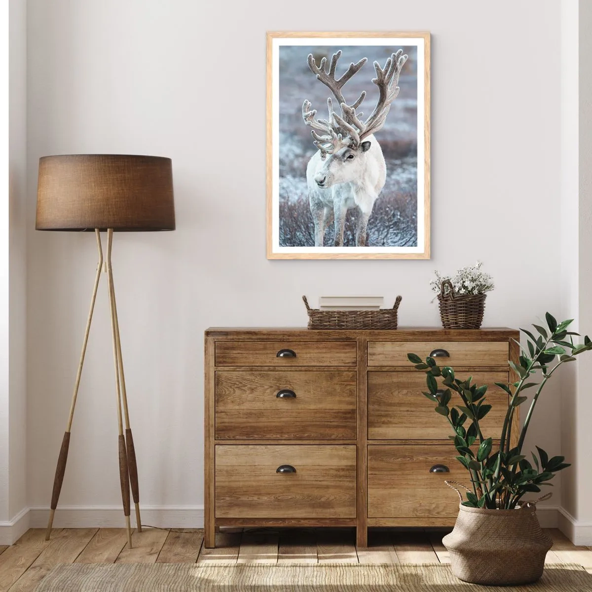 Plakat i ramme af lyst egetræ - Portræt i solen - 61x91 cm