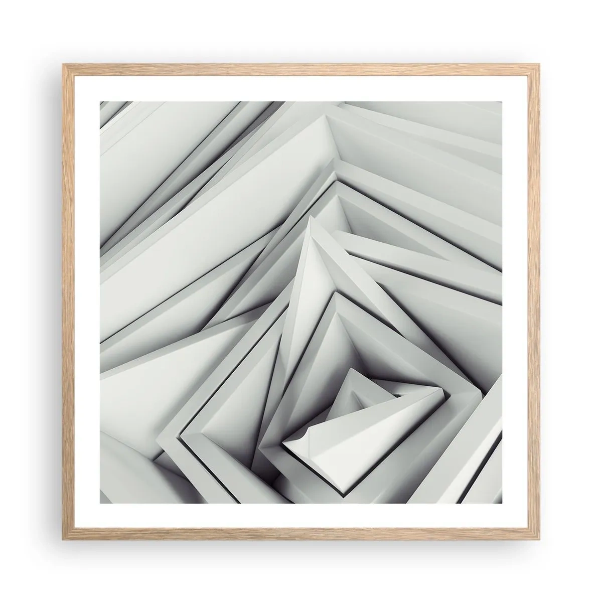 Plakat i ramme af lyst egetræ - Skarpe vinkler knopper - 60x60 cm