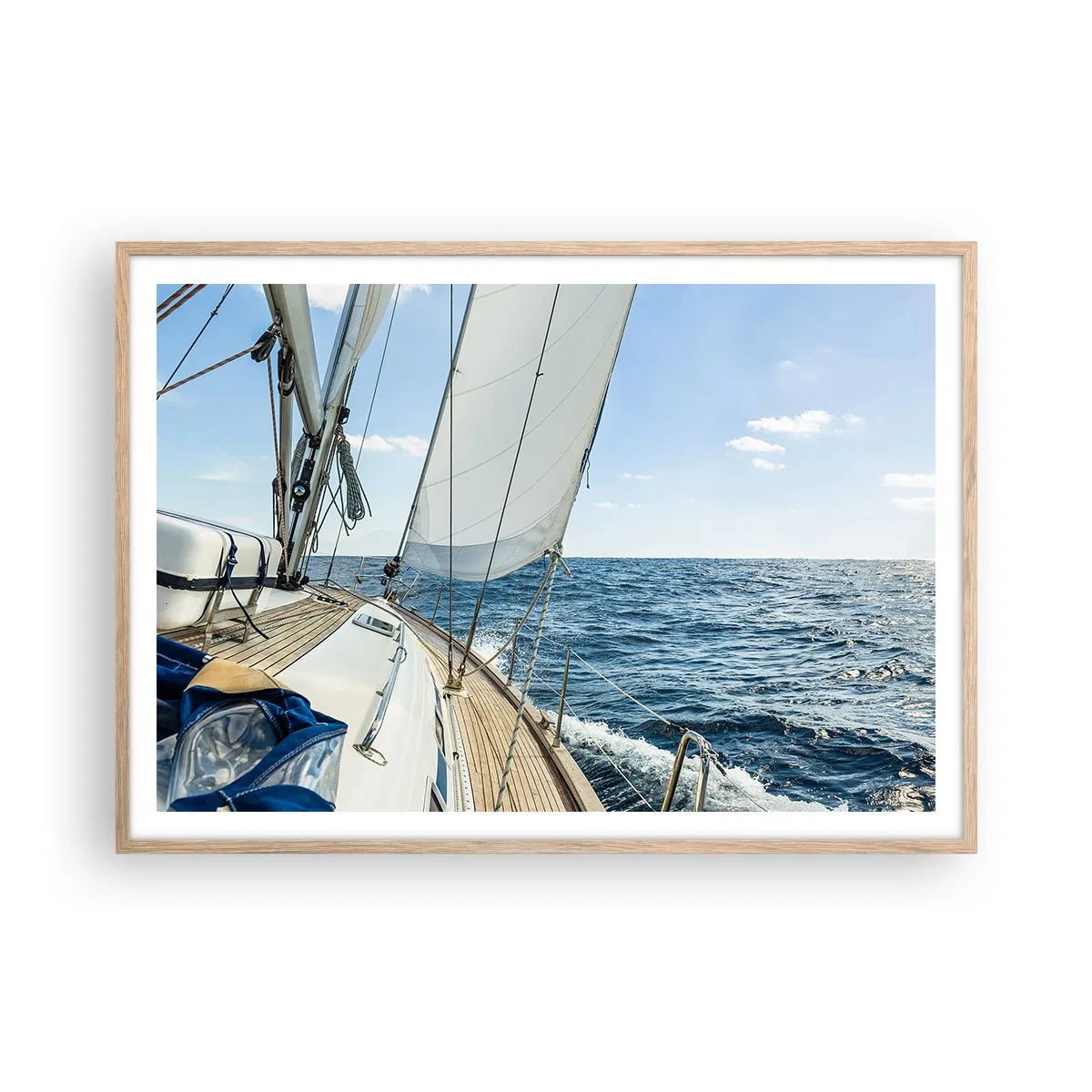 Plakat i ramme af lyst egetræ - Ahoj , eventyr - 100x70 cm