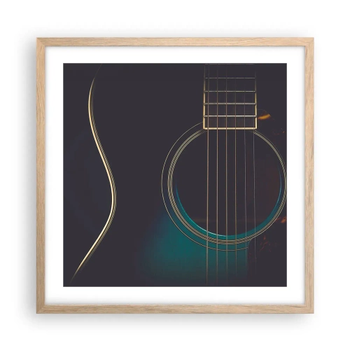 Plakat i ramme af lyst egetræ - Et øjeblik før det lyder - 50x50 cm