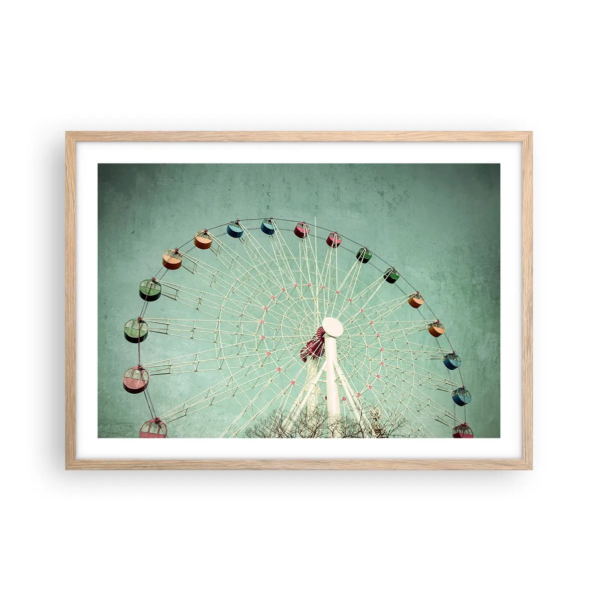 Plakat i ramme af lyst egetræ - Vi inviterer dig til at lege - 70x50 cm