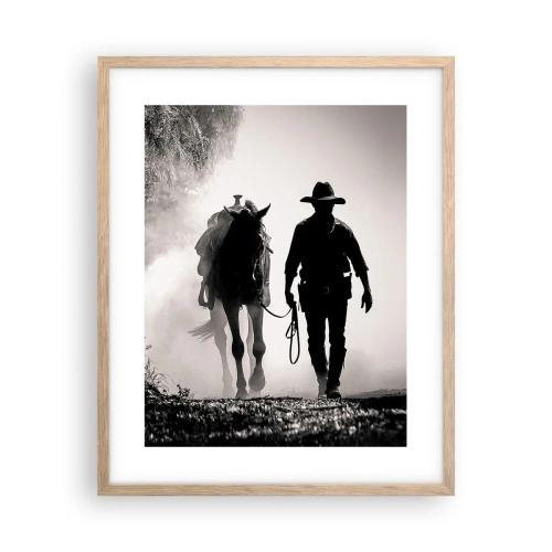 Plakat i ramme af lyst egetræ - En morgen i Texas - 40x50 cm