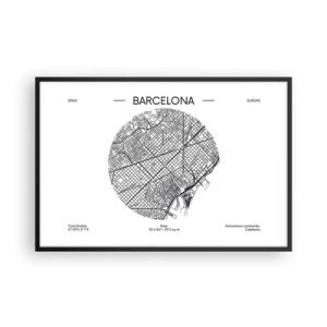 Plakat i sort ramme - Barcelonas anatomi - 91x61 cm